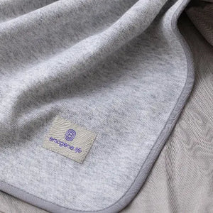 Soft grey Emagene Life blanket with logo tag, functional medicine wellness product Malaysia