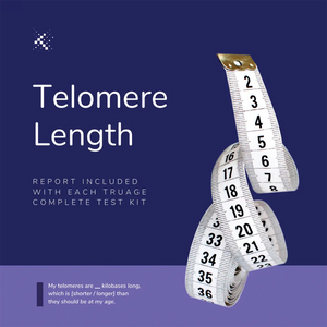Telomere Length test kit report graphic with measuring tape, Emagene Life Malaysia
