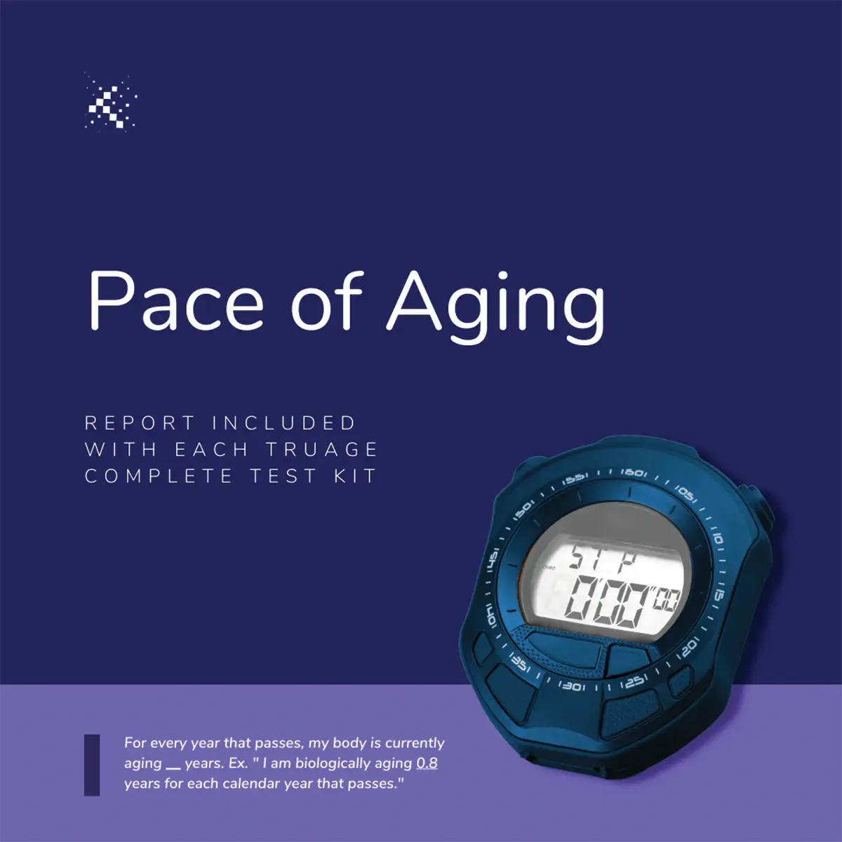 Pace of Aging report promo with digital stopwatch, Emagene Life functional medicine Malaysia.