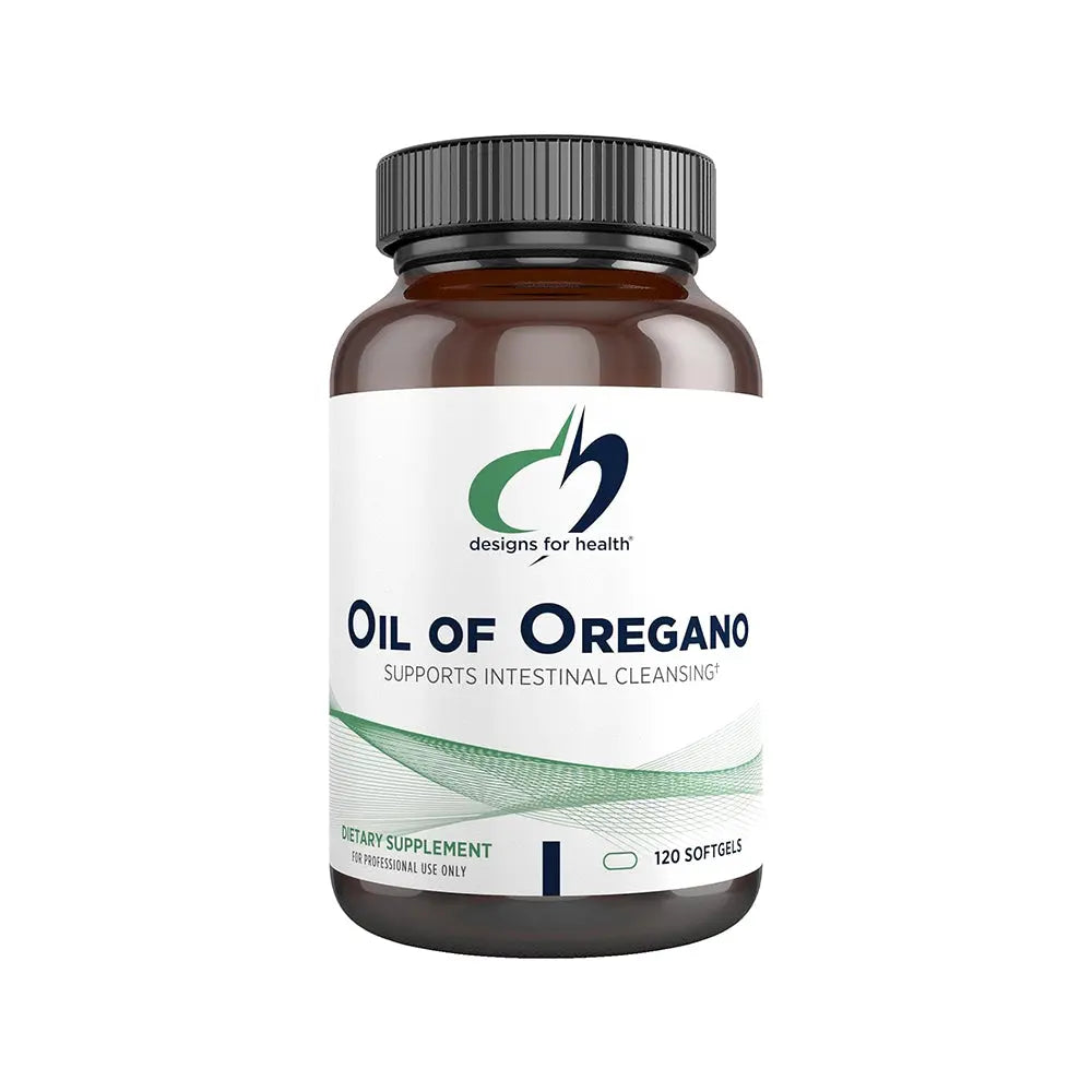 Designs for Health Oil of Oregano supplement bottle, 120 softgels, dietary support