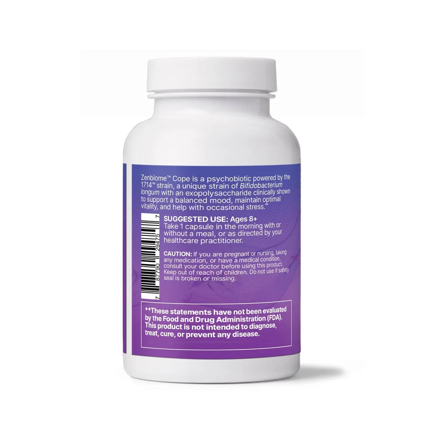 Zenbiome Cope supplement bottle with suggested use and caution label, Emagene Life Malaysia