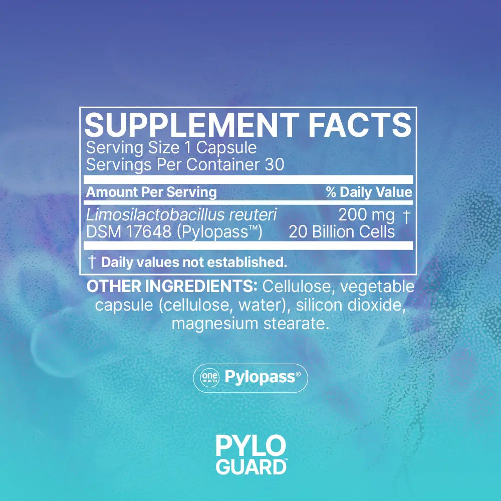 PYLOGUARD supplement facts label, probiotics ingredients, Emagene Life Malaysia functional medicine
