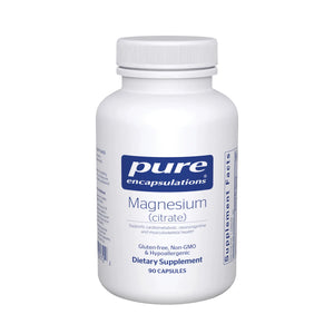 Pure Encapsulations Magnesium Citrate 90 capsules dietary supplement bottle, gluten-free, non-GMO