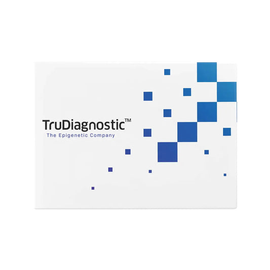 TruDiagnostic test kit box with blue pixel design, offered by Emagene Life Malaysia.