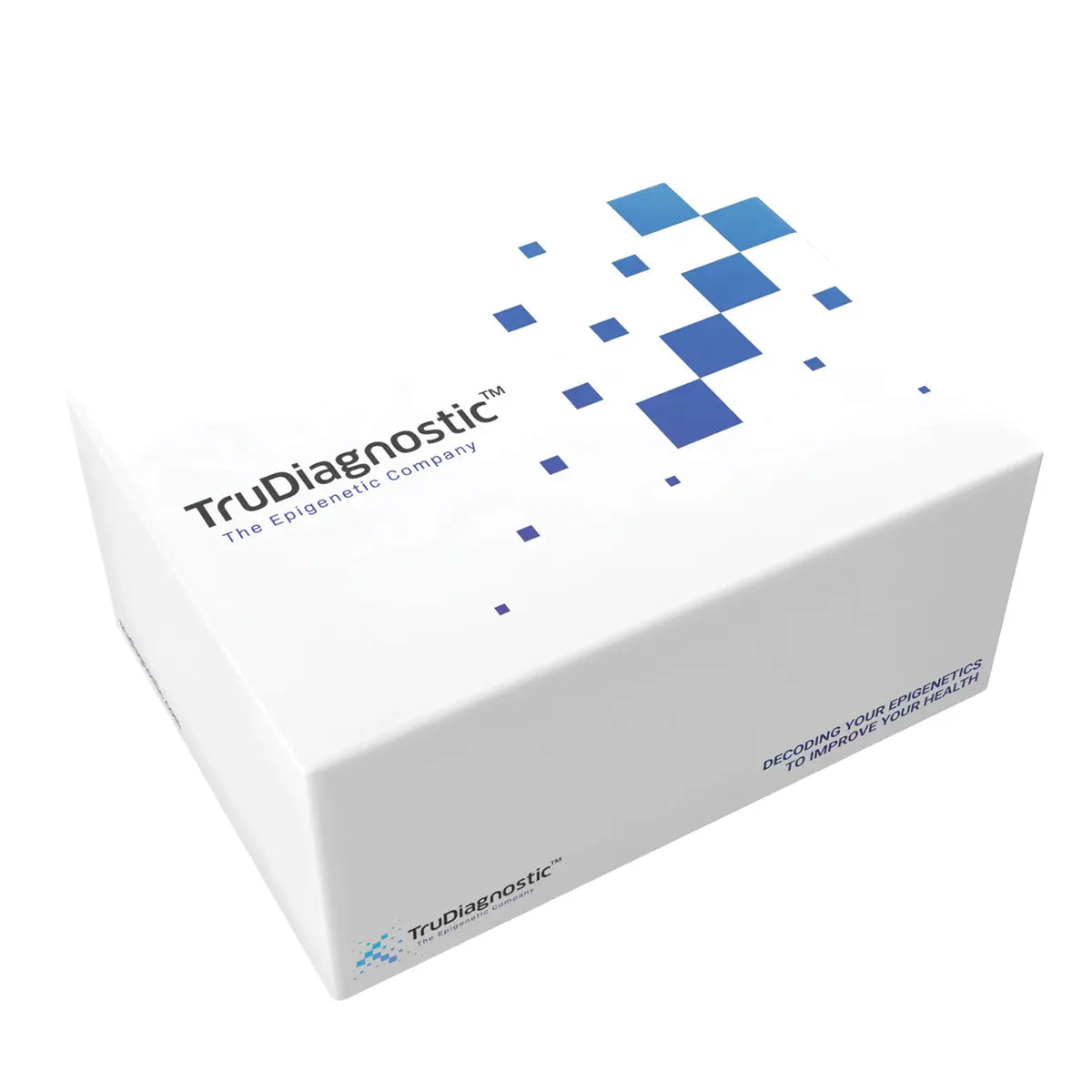 TruDiagnostic epigenetic test kit box with blue pixel design, functional medicine Malaysia